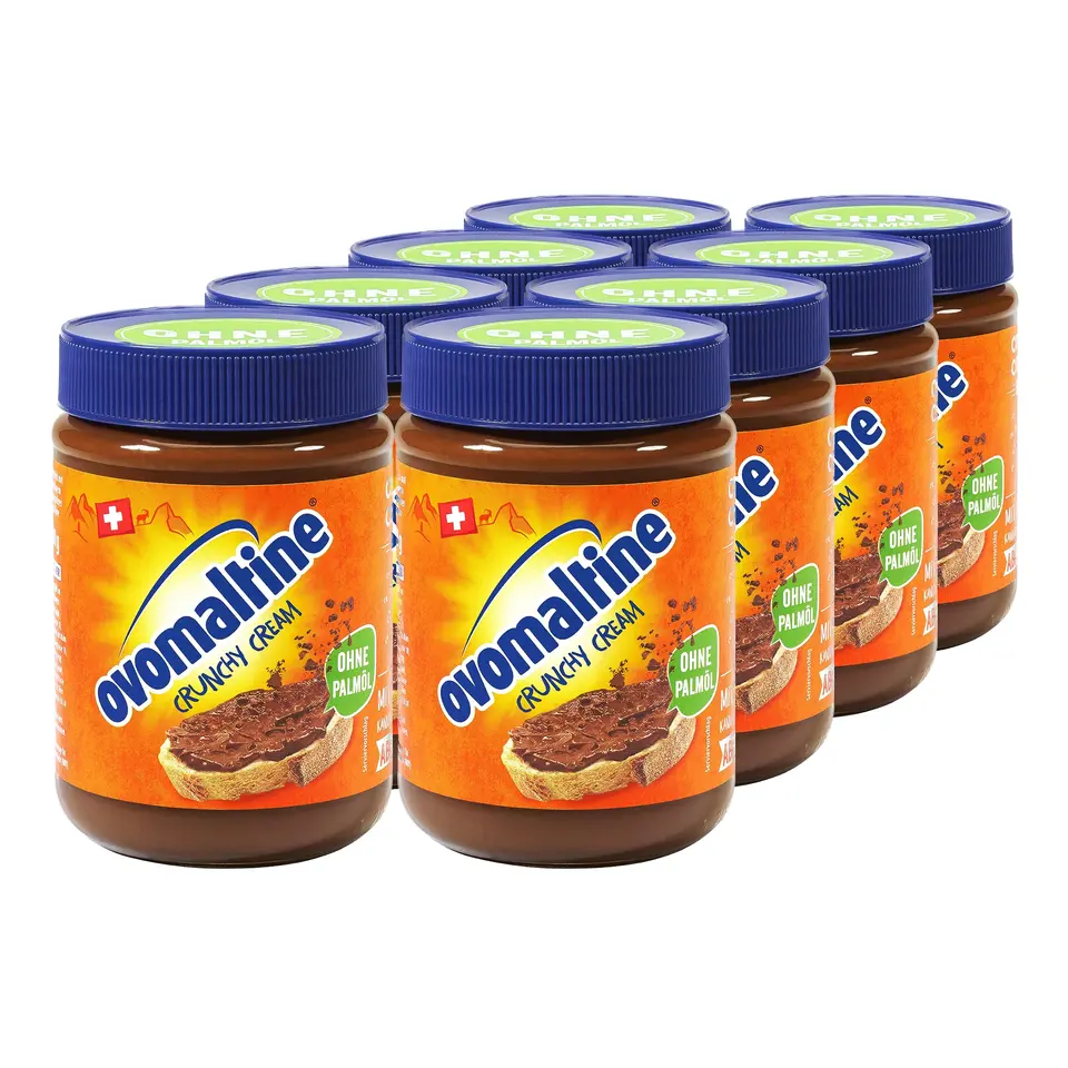 Ovomaltine Crunchy Cream Brotaufstrich - knusprige Schoko-Creme ohne Palmöl, süßer Aufstrich mit Ovomaltine-Stückchen, in der Schweiz (8 x 380g)