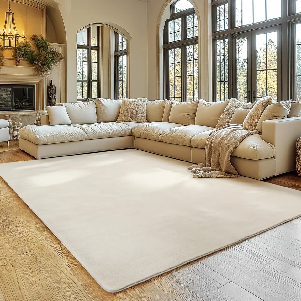 SIMPEX Teppich Creme 120x160 cm, waschbarer Kurzflor, rutschfest & weich, modernes Design für Wohnzimmer, Schlafzimmer, Küche & Kinderzimmer.