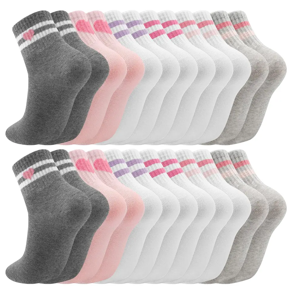 12 Paar Mädchen Tennissocken / Sportsocken aus Baumwolle