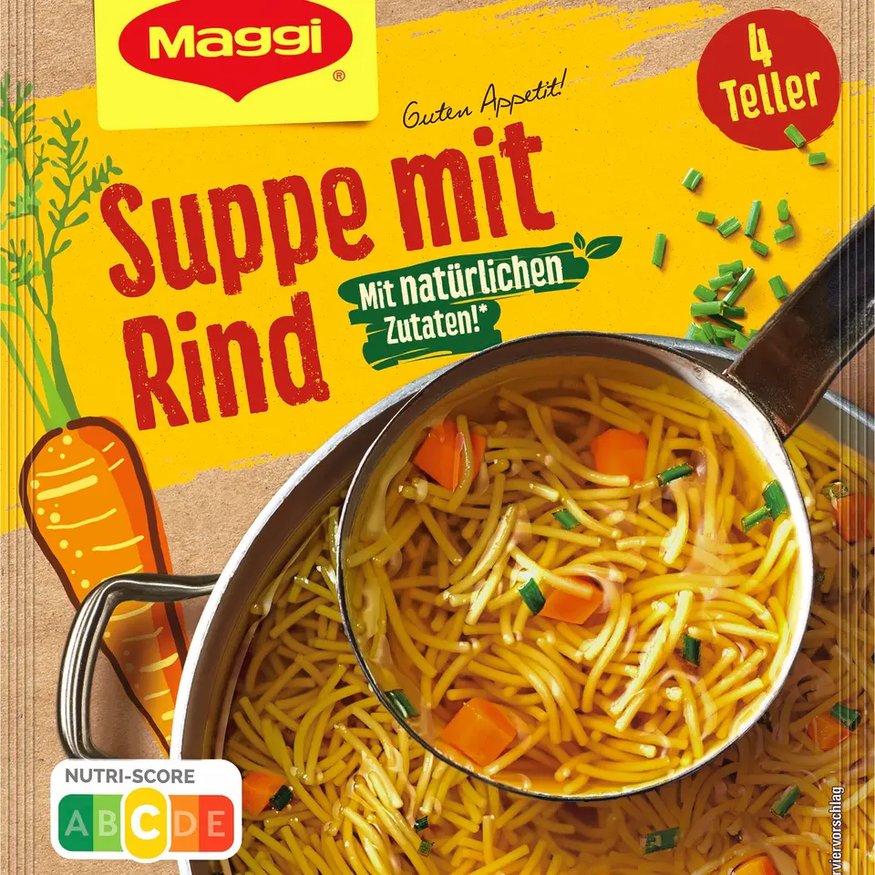 Maggi Rindfleisch Suppe 85g - ergibt 4 Teller, 1er Pack