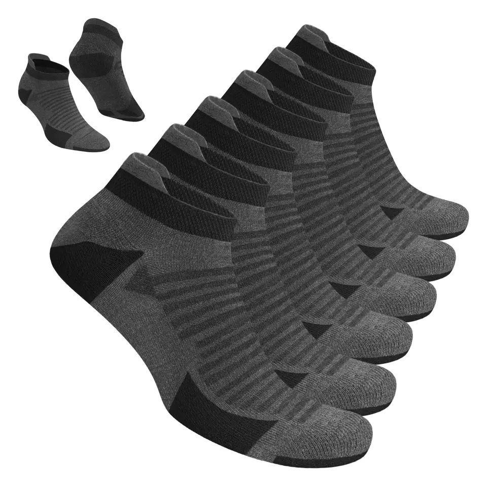 BLITZSOX Herren Sportsocken aus Baumwolle, 6 Paar, grau (43-46), mit gepolstertem Fußbett, DRI-WIK Feuchtigkeitskontrolle und verstärkter Ferse & Spitze