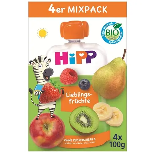 HiPP Bio Quetschie Mixpack Lieblingsfrüchte, 16 Stück, ab 1 Jahr, ohne Zuckerzusatz, beste Bio-Qualität